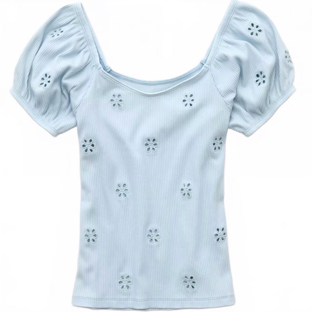 Light Blue Puff Sleeve Top,American eagle, size small